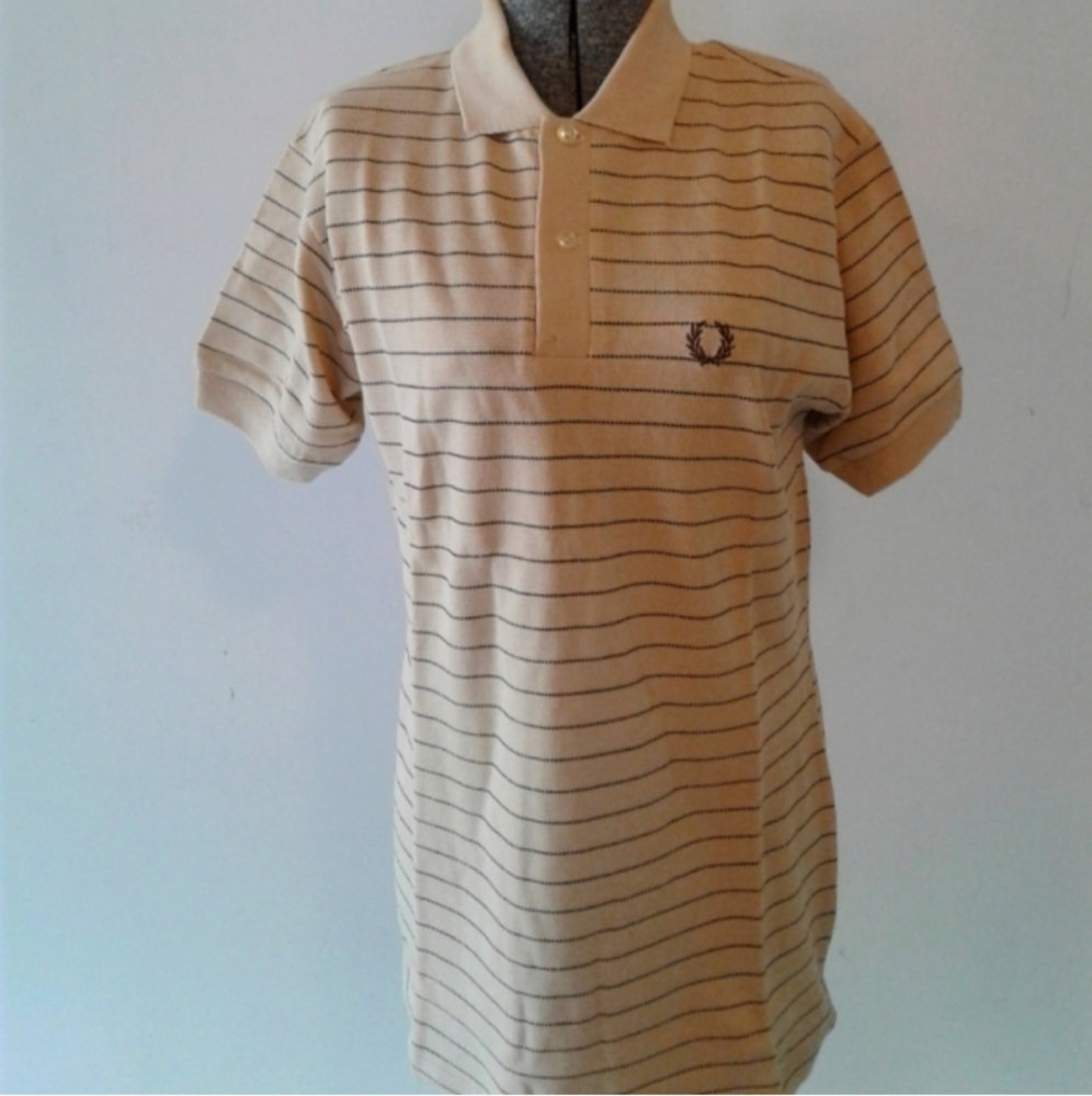 Fred Perry Mens Polo Shirt S-M 40" 102cm England United kingdom made striped